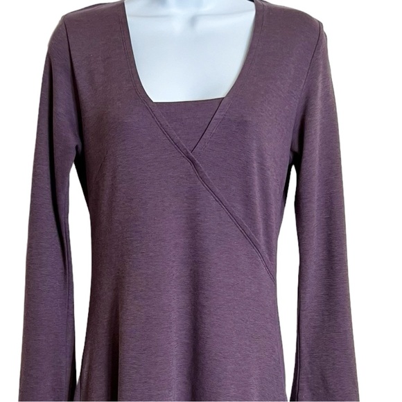 Horny Toad Activewear Dress Size S Womens Purple Long Flare Sleeves Stretch - Picture 2 of 7